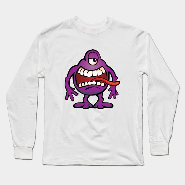 Cartoon Monster Alien Long Sleeve T-Shirt by hobrath